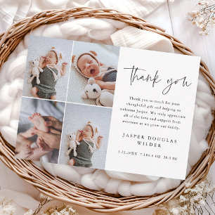 Cartão De Agradecimento Colagem de Foto de Bebê com Roteiro Simples