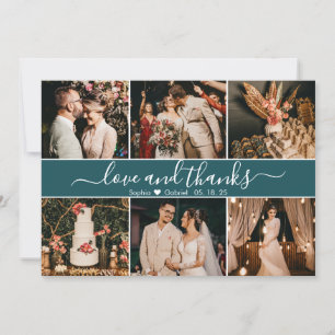 Cartão De Agradecimento Colagem de Fotografia Verde-Teal Moderna Elegante