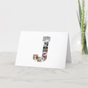 Cartão De Agradecimento Colagem de Fotografias com design Letra J