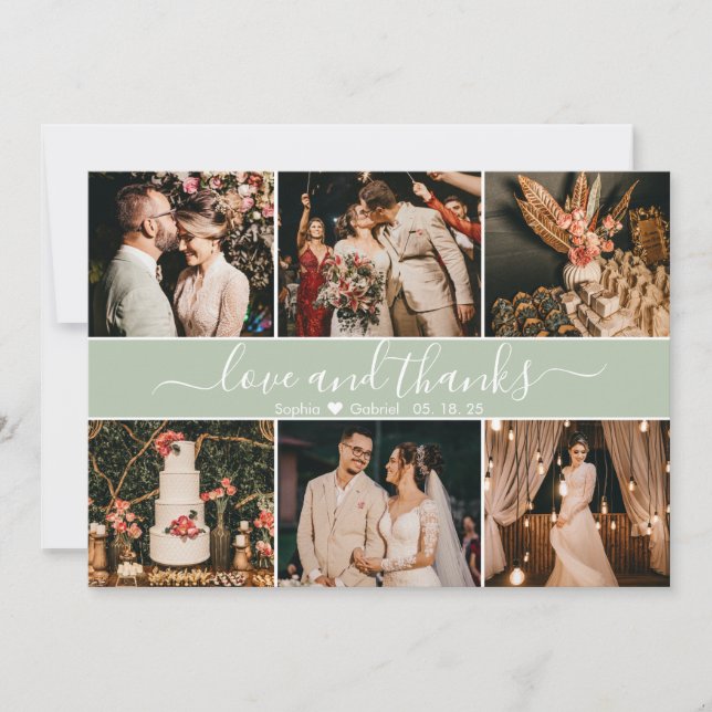 Cartão De Agradecimento Colagem de Fotografias de 6 Elegantes Modernos (Frente)
