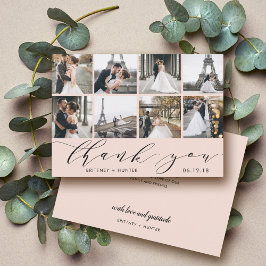 Cartão De Agradecimento Colagem de Fotografias de Script de Caligrafia Ros