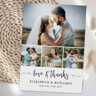 Cartão De Agradecimento Colagem de Fotografias Personalizadas 4 De Casamen
