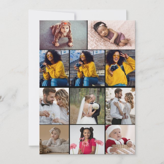 Cartão De Agradecimento Colagem de Fotos 11 design (Frente)