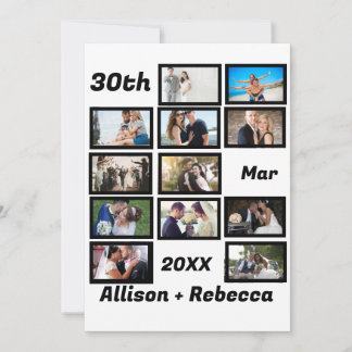 Cartão De Agradecimento Colagem de Fotos 12 Aniversário de Casamento Moder