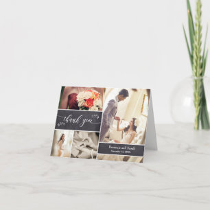 Cartão De Agradecimento Colagem de Fotos com Giz Casamento Rústico Agradec