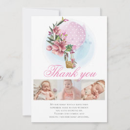 Cartão De Agradecimento Colagem de Fotos de Aniversário do Balão de Ar Que