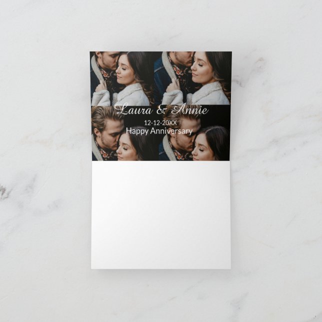 Cartão De Agradecimento Colagem de fotos de aniversário nome data simples  (Interior)