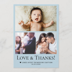 Cartão De Agradecimento Colagem de Fotos de Batismo de Bebê Amor & Agradec