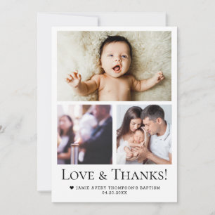 Cartão De Agradecimento Colagem de Fotos de Batismo do Bebê Amor & Agradec