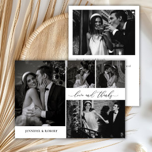 Cartão De Agradecimento Colagem de Fotos de Caligrafia de Amor e Agradecim