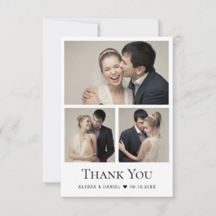 Cartão De Agradecimento Colagem de Fotos de Casamento com Nota de Coração