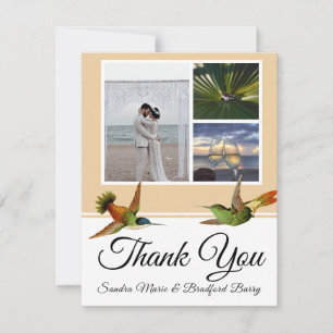 Cartão De Agradecimento Colagem de fotos de casamento de beija-flor elegan