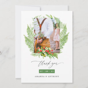 Cartão De Agradecimento Colagem de Fotos de Casamento de Floresta de Aquar