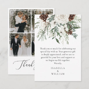 Cartão De Agradecimento Colagem de fotos de casamento de inverno perene