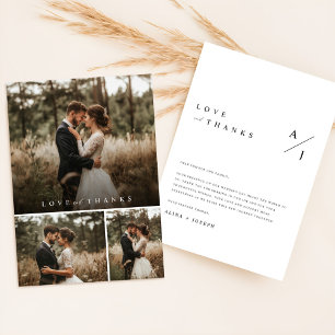 Cartão De Agradecimento Colagem de Fotos de Casamento de Script de Coração