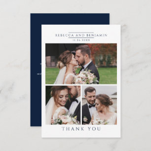 Cartão De Agradecimento Colagem de Fotos de Casamento Elegante