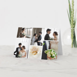 Cartão De Agradecimento Colagem de Fotos de Casamento Elegante Obrigado
