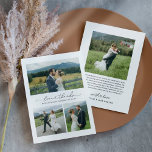 Cartão De Agradecimento Colagem de Fotos de Casamento Moderno de Obrigados<br><div class="desc">O obrigado de casamento vertical plano que vocês cartões com fotos apresentam o texto moderno e mínimo do roteiro preto "Amor e Obrigados" com sotaque cardíaco agudo, monograma dos nomes da noiva e do casal noivo, junto com uma simples colagem de 3 fotos na frente. O espaço para uma foto...</div>