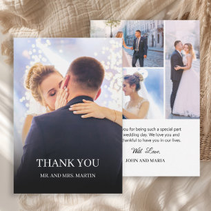 Cartão De Agradecimento Colagem de Fotos de Casamento Romântico Obrigado