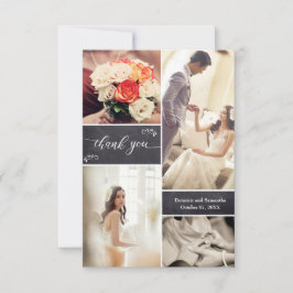 Cartão De Agradecimento Colagem de Fotos de Casamento Russo Simples no qua