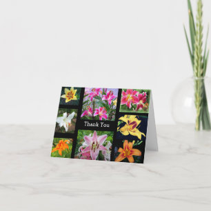 Cartão De Agradecimento Colagem de Fotos de Flor de Lírio