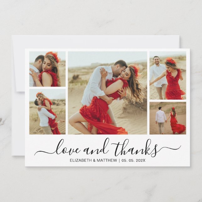 Cartão De Agradecimento Colagem de Fotos de Obrigados e Amor (Frente)