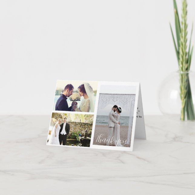 Cartão De Agradecimento Colagem de Fotos do Casamento 3 (Frente)