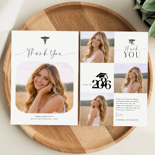Cartão De Agradecimento Colagem de Fotos Elegante para Formatura de Enferm