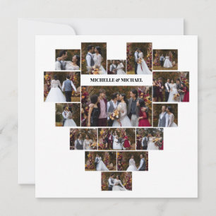 Cartão De Agradecimento Colagem de Fotos em Coração Personalizado