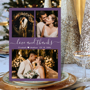 Cartão De Agradecimento Colagem de Fotos Mauve e Obrigados Obrigado