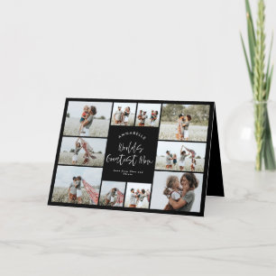 Cartão De Agradecimento Colagem de fotos mínima elegante e preta da mãe