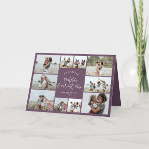 Cartão De Agradecimento Colagem de fotos mínima elegante e roxa da mãe