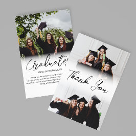Cartão De Agradecimento Colagem de Fotos Moderna Amigos Graduação