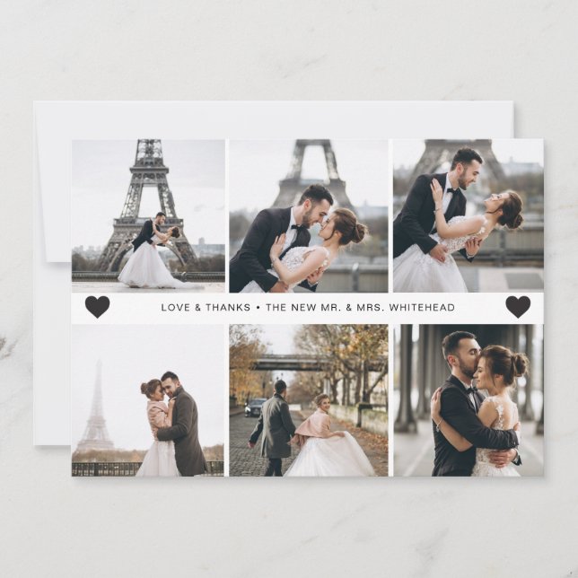 Cartão De Agradecimento Colagem de Fotos Moderna com Letra Mão (Frente)