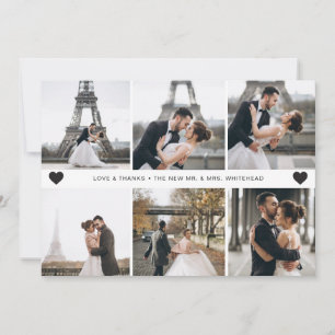 Cartão De Agradecimento Colagem de Fotos Moderna com Letra Mão