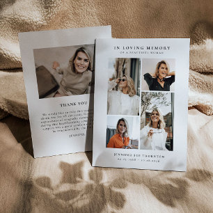Cartão De Agradecimento Colagem de Fotos Moderna de Condolências 