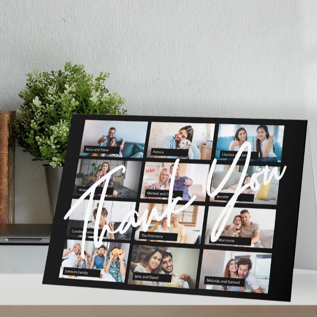 Cartão De Agradecimento Colagem de fotos moderna e elegante festa virtual  (Criador carregado)