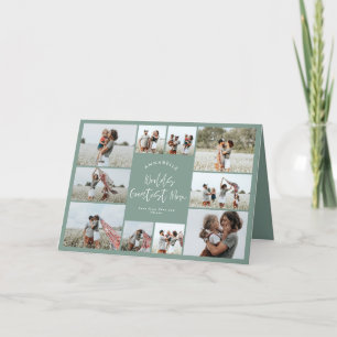 Cartão De Agradecimento Colagem de fotos moderna minimalista elegante verd