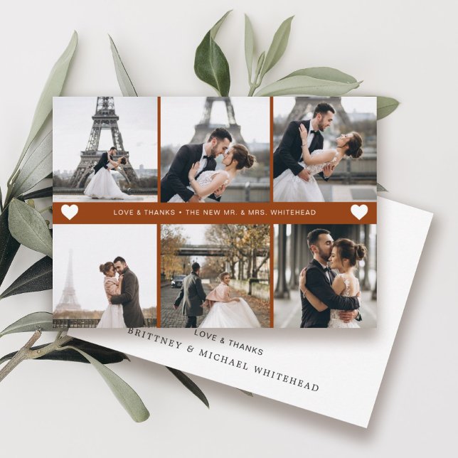 Cartão De Agradecimento Colagem de Fotos Moderna Terracotta (Criador carregado)