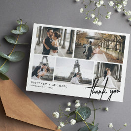 Cartão De Agradecimento Colagem de Fotos Modernas com Letras à Mão