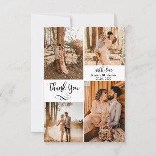 Cartão De Agradecimento Colagem de Fotos Múltiplas de Casamento de Script