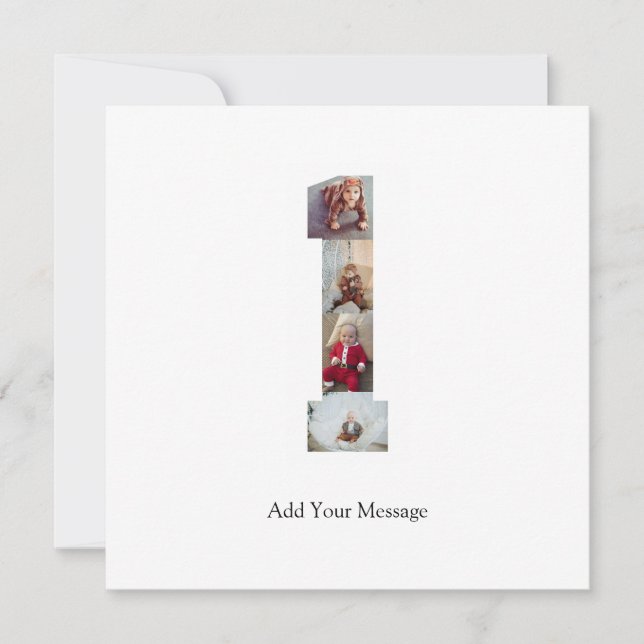 Cartão De Agradecimento Colagem de Fotos Número 1 Preto e Branco (Frente)