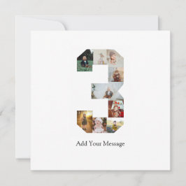 Cartão De Agradecimento Colagem de Fotos Número 3 Preto e Branco
