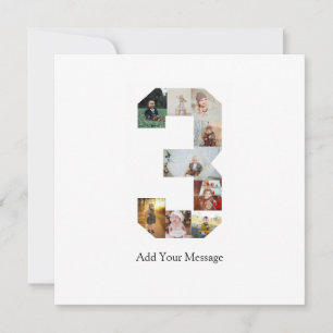 Cartão De Agradecimento Colagem de Fotos Número 3 Preto e Branco