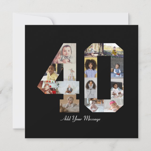 Cartão De Agradecimento Colagem de Fotos Número 40 (Frente)