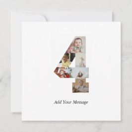 Cartão De Agradecimento Colagem de Fotos Número 4 Preto e Branco