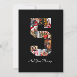 Cartão De Agradecimento Colagem de fotos número 5 preto e branco