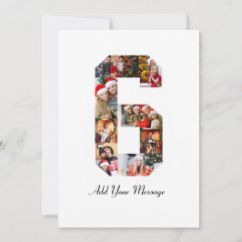 Cartão De Agradecimento Colagem de Fotos Número 6 Preto e Branco