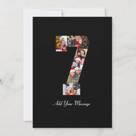 Cartão De Agradecimento Colagem de Fotos Número 7 em Preto e Branco