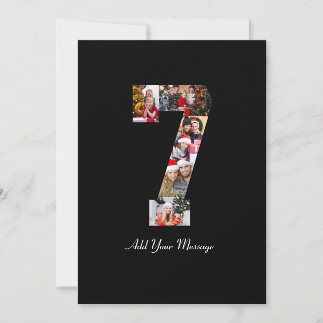 Cartão De Agradecimento Colagem de Fotos Número 7 em Preto e Branco (Frente)